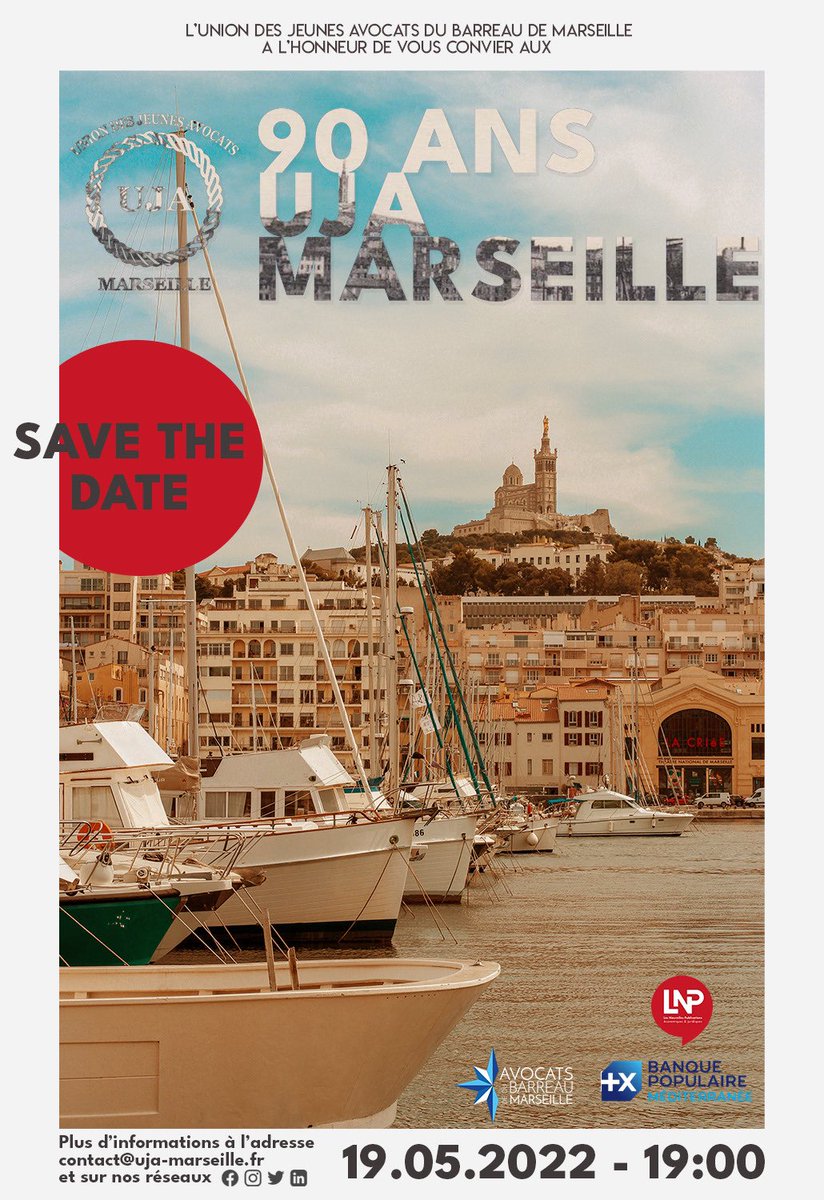 UjaMars's tweet photo. 📯 SAVE THE DATE 📯
L’UJA MARSEILLE fête ses 90 ans cette année 🎂
Fondée le 20 avril 1931, l’UJA MARSEILLE est heureuse de vous convier à cet anniversaire que le Covid n’aura que retardé 
Nous vous attendons nombreux le 19 mai 2022 pour célébrer ce bel âge 🥂 https://t.co/cDEDbkmwKL