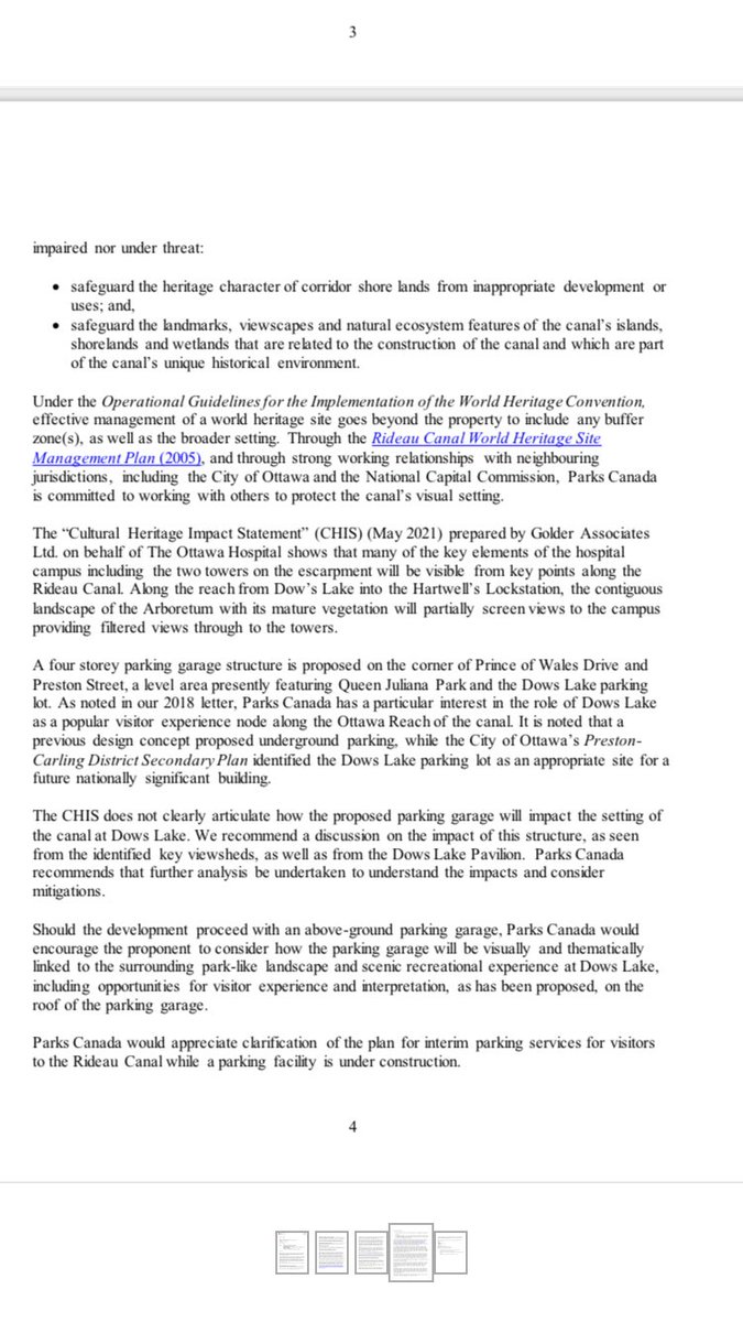 In a letter to the City, Parks Canada expressed significant concerns with the location of the new Civic Hospital - 4 storey above ground parking garage on historic heritage landscape abutting the Rideau Canal, Dow’s Lake, the Arboretum, paving over greenspace. #Ottnews #Ottawa