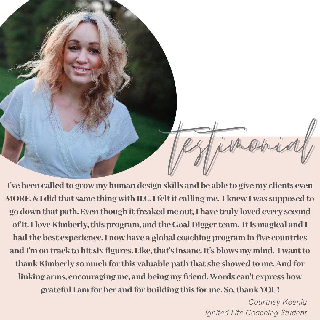 goal_diggergirl's tweet image. Courtney is one of our hardest working ILC students - I&apos;m SO proud of her and can&apos;t wait to keep working with her after graduation! 

#CustomerTestimonial #FemaleEntrepreneur #HumanDesignCoach