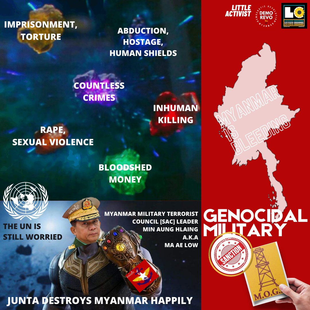 PyaePhyoKyaw322's tweet photo. #GenocidalMilitary is keep committing — Imprisonment, Torture, Abduction, Taken Hostage, Human Shields, Rape, Sexual Violence, Inhuman Killing, Blood Money &amp; Countless Crimes Against Humanity-Women-Children, with the help of MOGE. @POTUS  #US_SanctionMOGE https://t.co/ir1iqomDuU