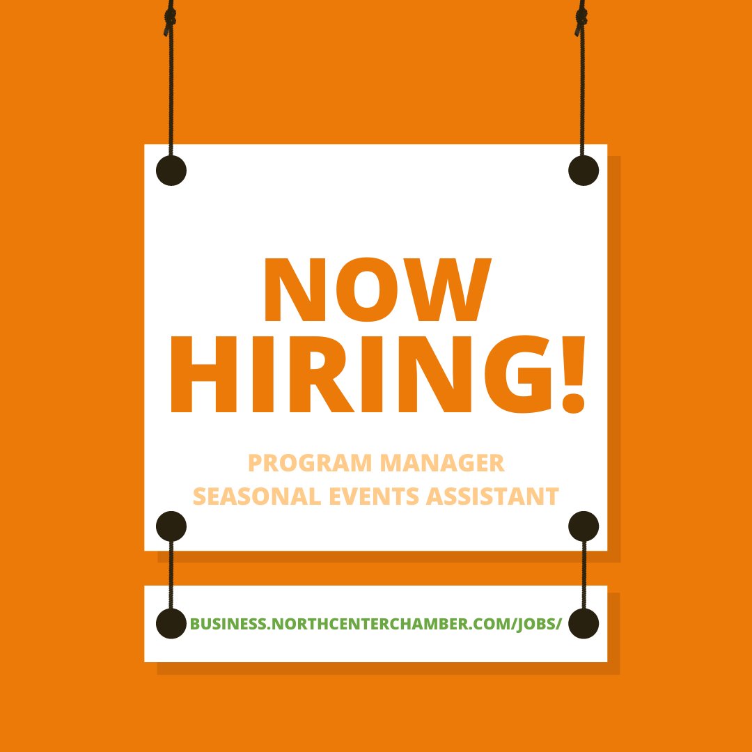 We're hiring! Learn more an apply here: business.northcenterchamber.com/jobs/