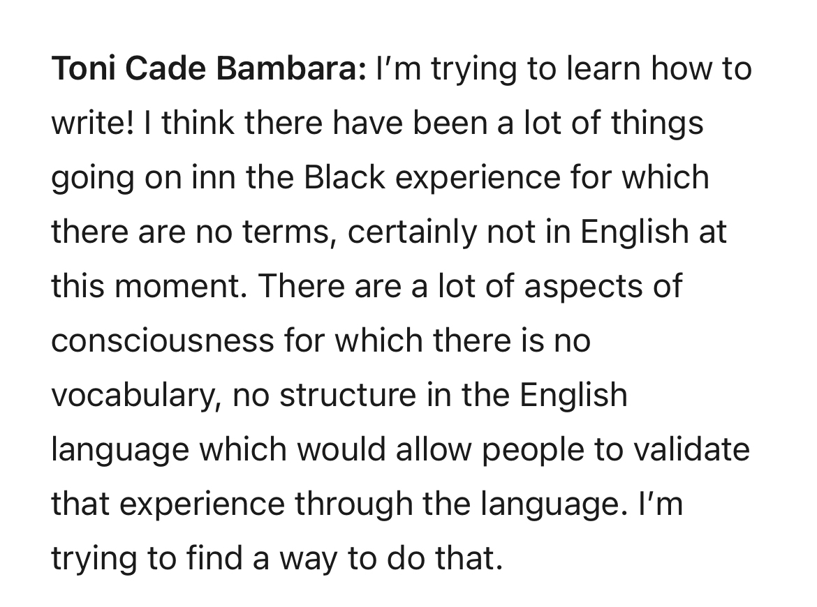 Kalamu Ya Salaam in conversation with Toni Cade Bambara on the limits of English-

Sourced:  