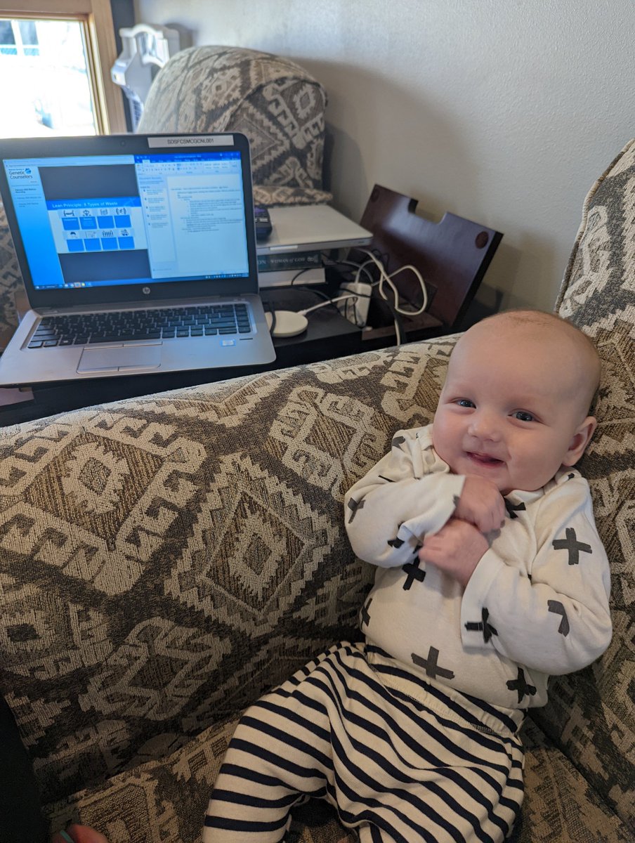 kdrew05's tweet photo. Babe couldn't go to daycare today so he gets to watch CEU webinars with me  and seems pretty happy about it #GeneChat https://t.co/8f1cZPwB3T