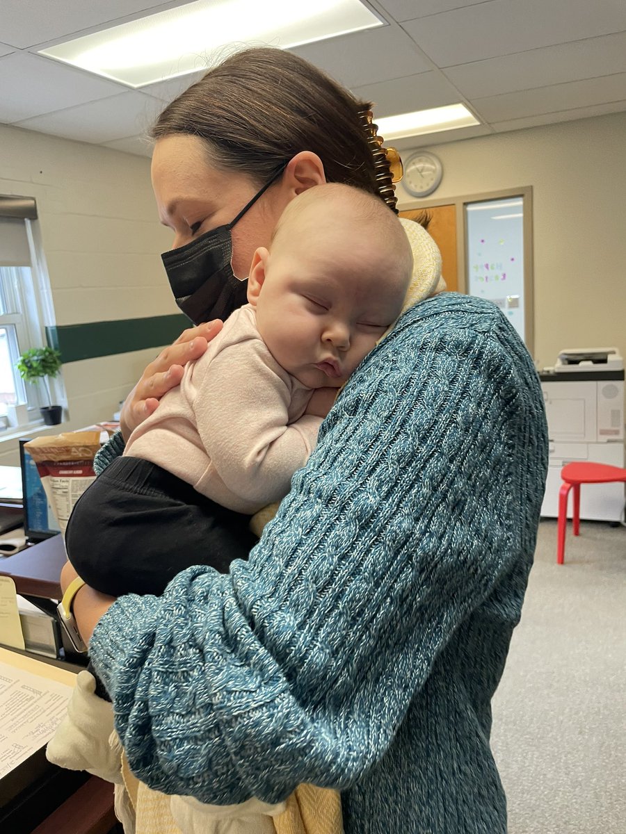 PEwithMsB's tweet photo. Baby Maeve got the meet mommy’s wonderful coworkers at the preschool today! https://t.co/9MTi8Ma98N