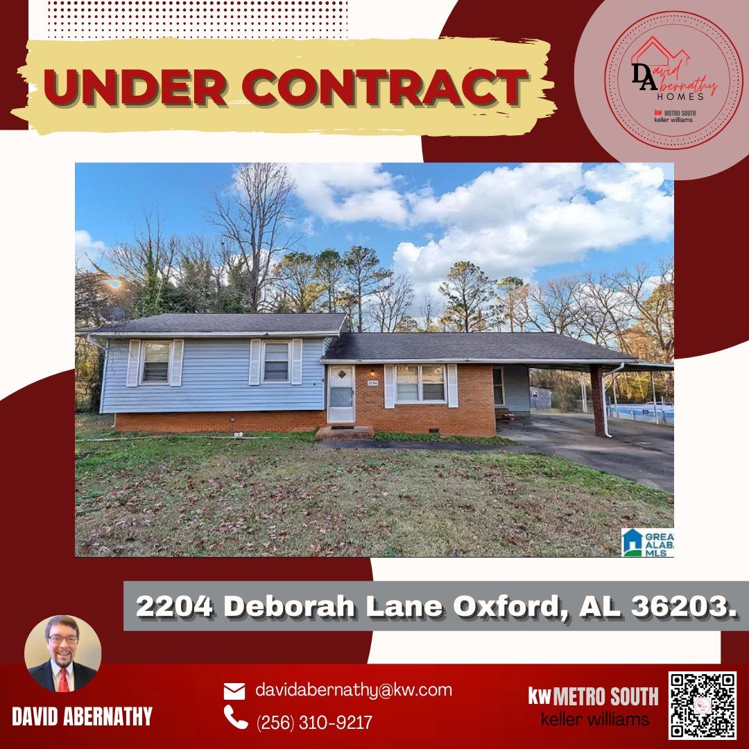 🗂 UNDER CONTRACT 🗂
📍 2204 Deborah Lane Oxford, AL 36203

🗂 For your Real Estate needs,
☎ Call/Text - (256) 310-9217

#realestate #realestatetips #realestatelife #homeiswheretheartis #homegoals🏡 #UnderContract   #realtor #alabama #alabaster #realtor #Deborah  #deborahalabama