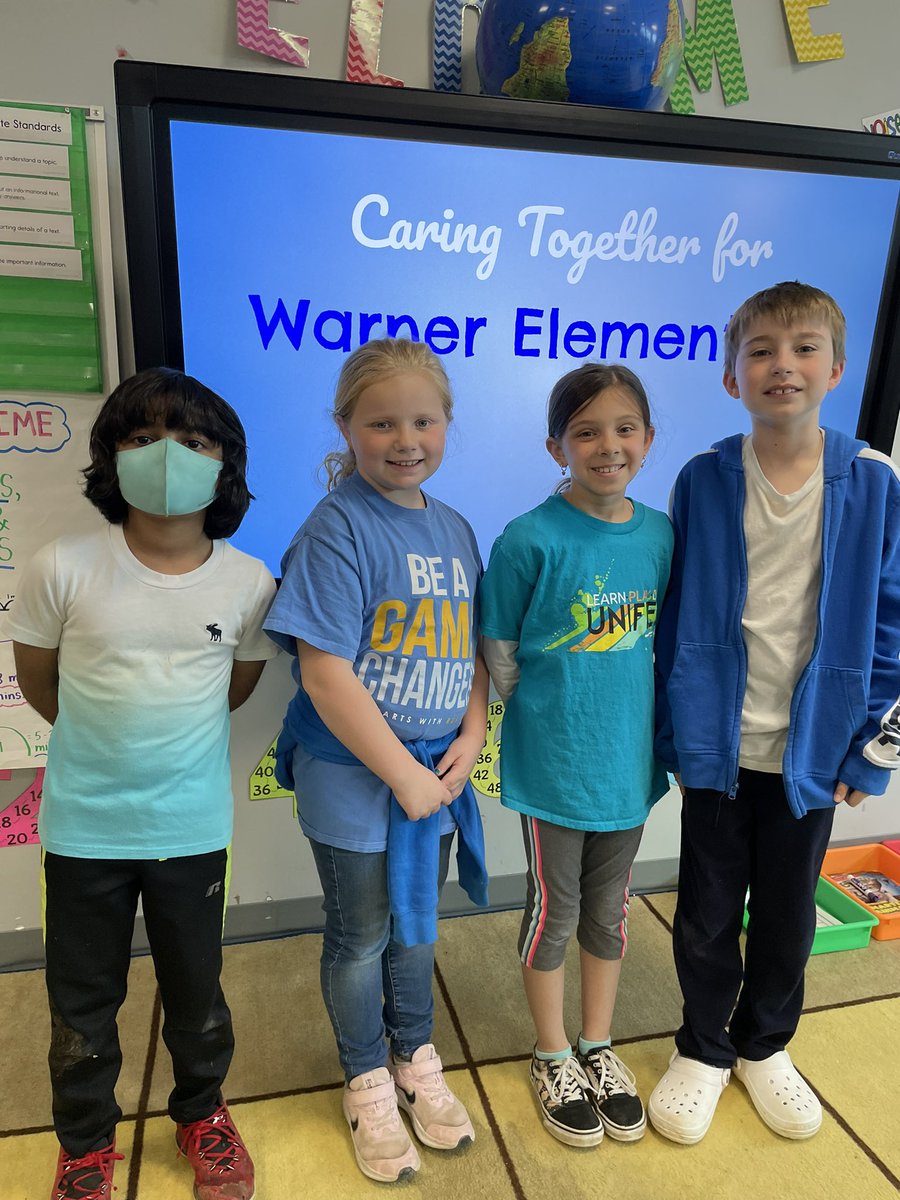 MrsMcDermottCES's tweet photo. Wearing our blue and white to show our support for Warner Elementary! ๐๐ค#WarnerStrong #hisnameisnewt @CookeCardinal @RedClaySchools https://t.co/AIDgasZC82