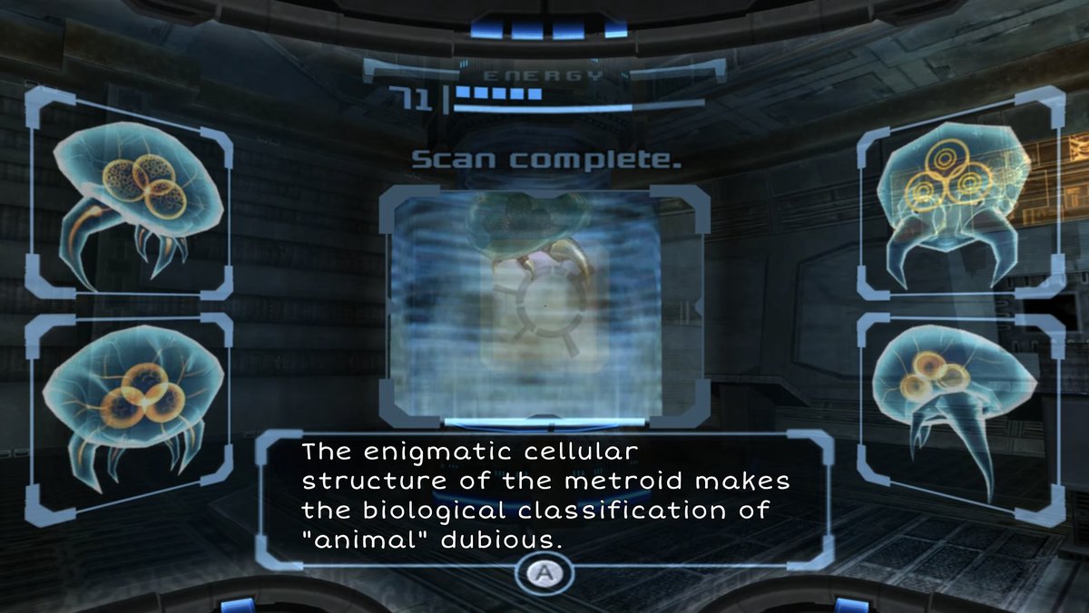 MetroidTrivia's tweet photo. While most who play Metroid: Prime will miss the opportunity to scan a metroid for their logbook. Those that do are rewarded with interesting trivia on the biology of metroids https://t.co/m2ByFg4K8y
