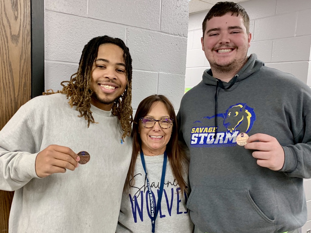 SHS Seniors @jaylonorange & @braden_kirkland were awarded #ShawneeSTRONG medals today for their service to the community. They are volunteer coaches at the Shawnee YMCA for a flag football team of 8-10 year olds. #PPF #OklaEd @OSSBAoklahoma @CCOSA @SHSWolvesAD @Mr_Js_World