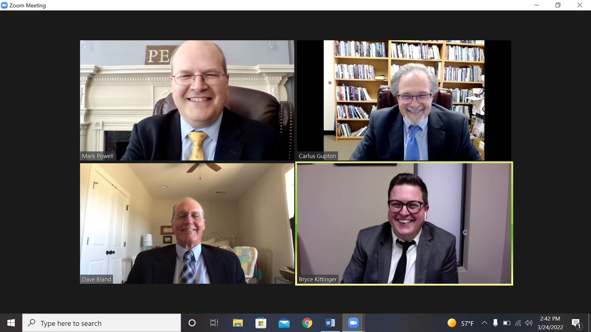 Congratulations to Bryce Kittinger who successfully defended his D.Min. dissertation project, titled "A Reason to Stay: Establishing Intergenerational Relationships in Youth Ministry." <a href="/carlusgupton/">Carlus Gupton</a> was committee chair, and Drs. Dave Bland and <a href="/PowellMarkE/">Mark Powell</a>  were readers.