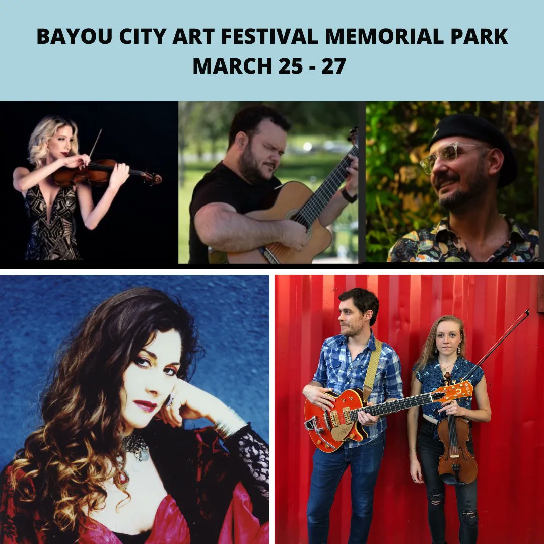 Bayou City Art Festival is bringing you the best art and entertainment to Memorial Park! Join us tomorrow for more musical entertainment at the <a href="/KPRC2/">KPRC 2 Houston</a> Hitch Stage! 
10:30 AM - 12 PM • Western Bling
1 PM - 2:30 PM • BomBrazil
3:30 PM - 5 PM • Kristina Koutsoudas - Mnemosyne