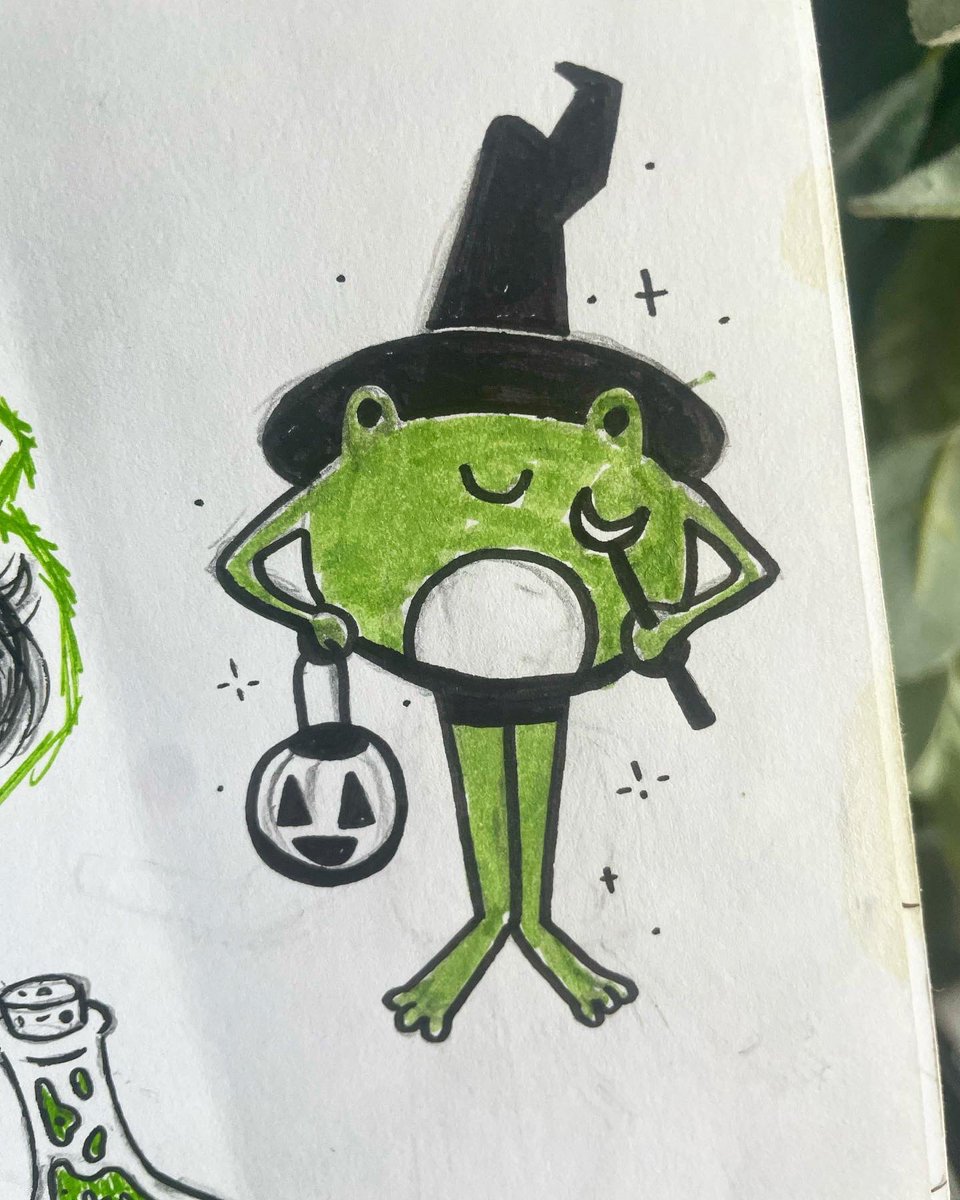 beelimekey's tweet photo. The first time I drew Frizard was a couple years ago before Halloween when I couldn’t stop thinking about  frogs going trick or treating. Well… here we are! He’s now my favorite subject. #Procreate https://t.co/w5sCaHgzVk