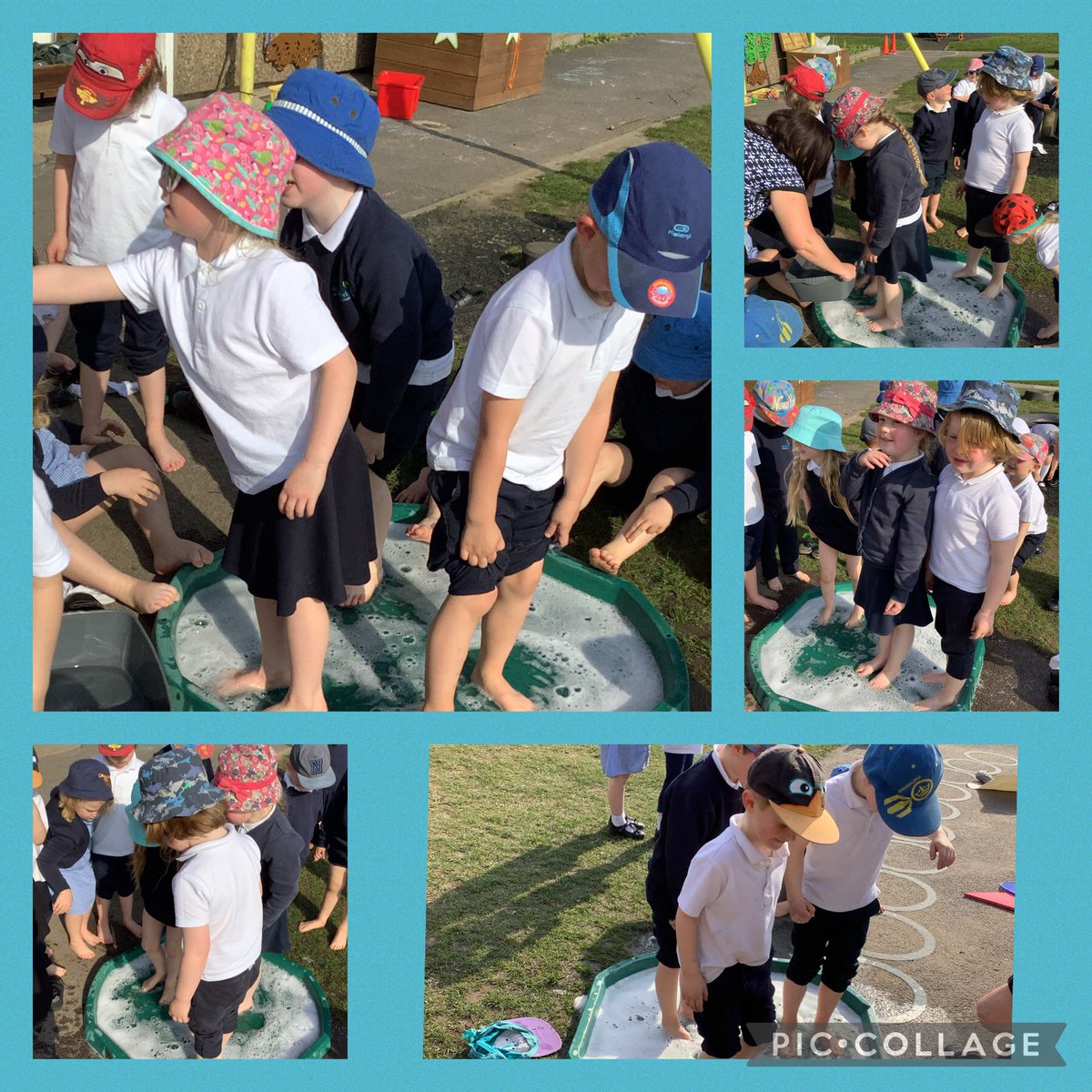 NinelandsPS's tweet photo. What else is there to do on a beautiful sunny day...? Children in Reception had a wonderful time splashing about in the water today.#ScienceQuestions https://t.co/Lnodsftlua