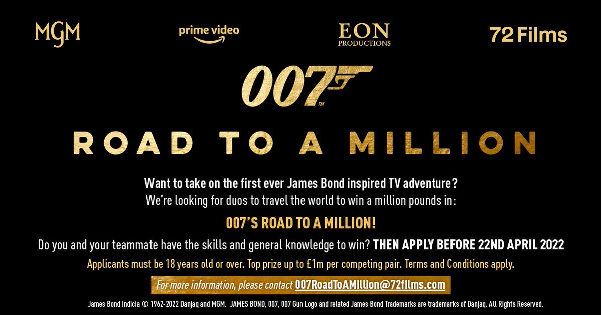 👀 LINK TO APPLY: shortaudition.net/007roadtoamill… #007 #JamesBond