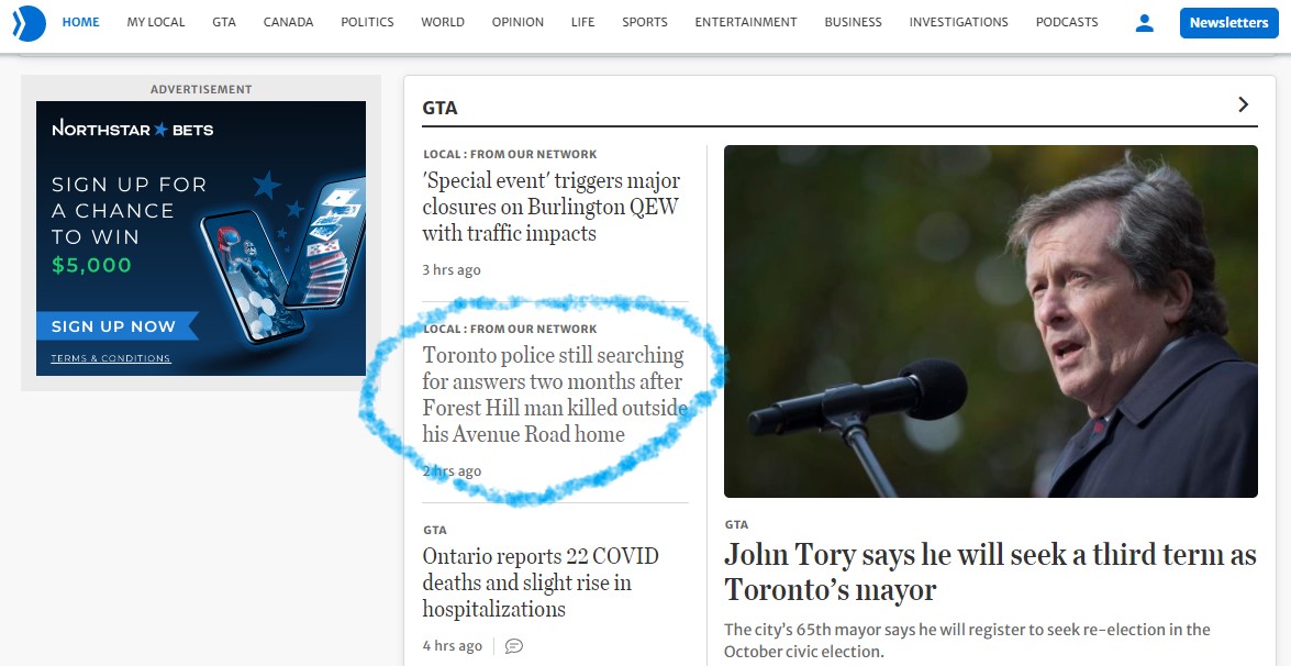 #JournoLife: <a href="/TorontoStar/">Toronto Star</a> #HomepageAlert ~
Toronto police still searching for answers 2 months after Forest Hill man killed outside his Avenue Road home; Rotman has launched a memorial scholarship in honour of alumnus Ike Kaja.
thestar.com/local-toronto-…
#StuffJournalistsLike