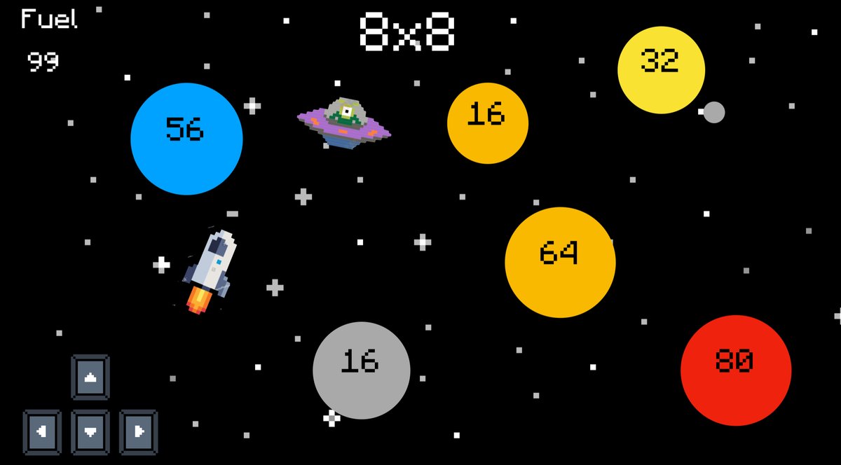 Putting together a prototype of a timestables space game on keynote - fly to each planet for the correct answer. 
#IndieGameDev #pixelart  #indiegame #madeinstencyl #pixelart #indiedev #retrogame #solodev #keynote
