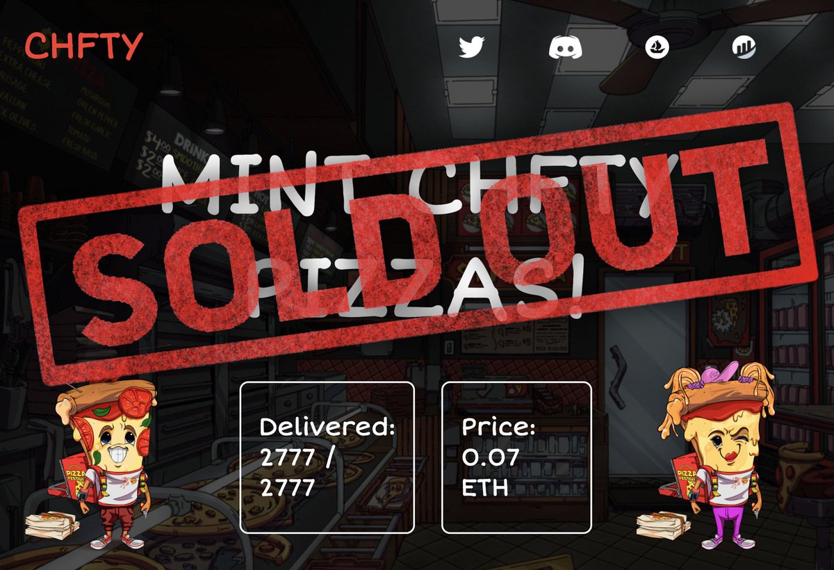 chefspike's tweet photo. 🚨SOLD OUT🚨@CHFTYPizzas have officially out in just under 24 hrs!🍕 LFG 

Guys you have no idea how much this means to me and so many others that believe in this brand. We are truly building something incredible here and it’s seriously just the start of it. We are making history https://t.co/UHKMlwnOAE