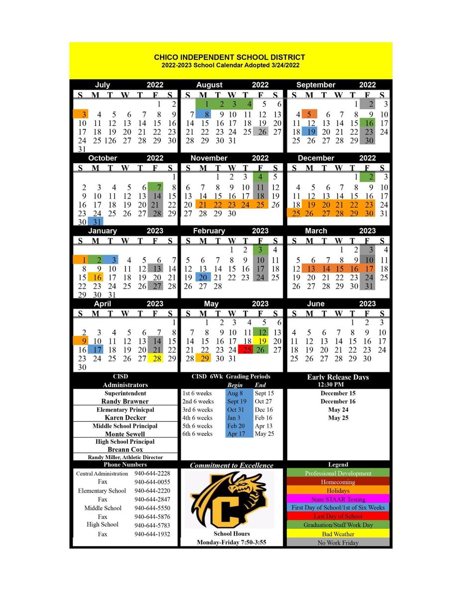 ChicoISD's tweet photo. 2022-2023 School Calendar https://t.co/Dli4OVzwK0