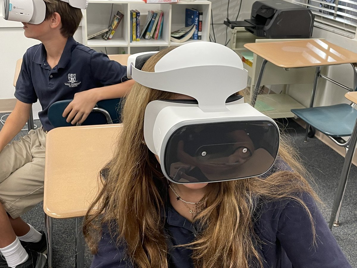So excited to have the VR headsets back in action. Mrs. Bischoff took her 7th graders to major European cites and a tour of the Ukraine. <a href="/StEdsVero/">Saint Edward's School</a> <a href="/StEdsVero/">Saint Edward's School</a> #howseslearns