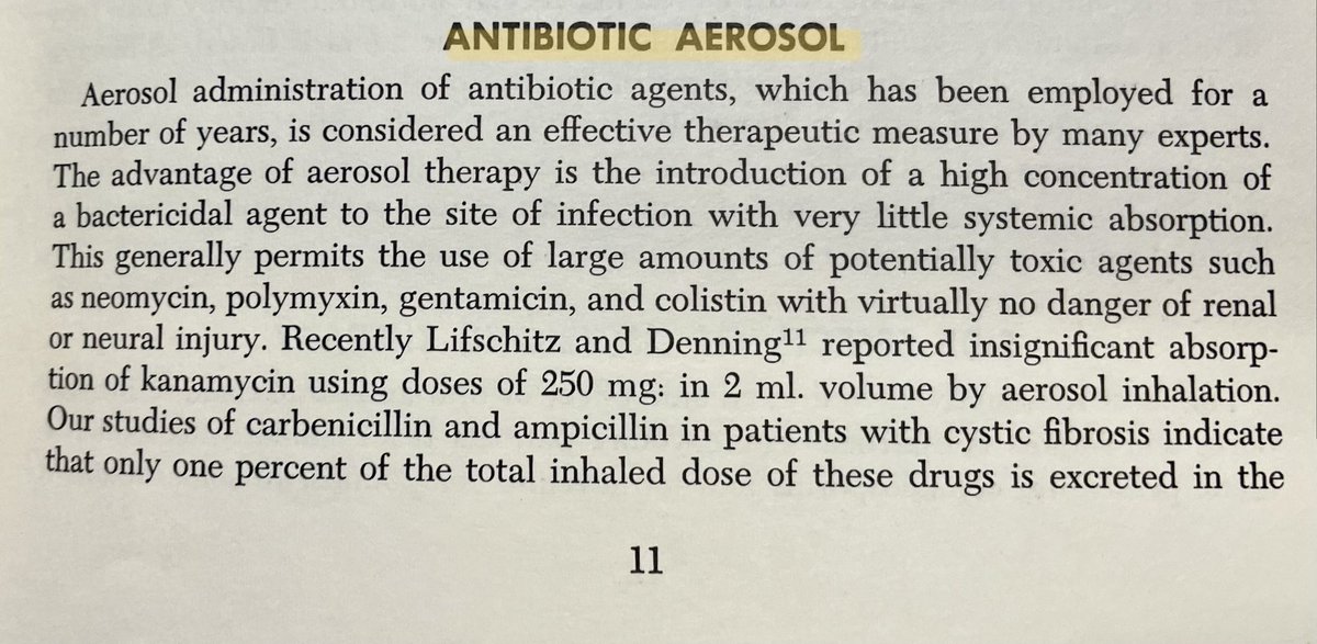 atbraun's tweet photo. Friday Flashback to 1972: inhaled antibiotics were a somewhat nascent therapeutic option for PwCF. We now have many FDA-approved therapies for use. 🧫🚿 #CFprogress https://t.co/bMZTDfbDab