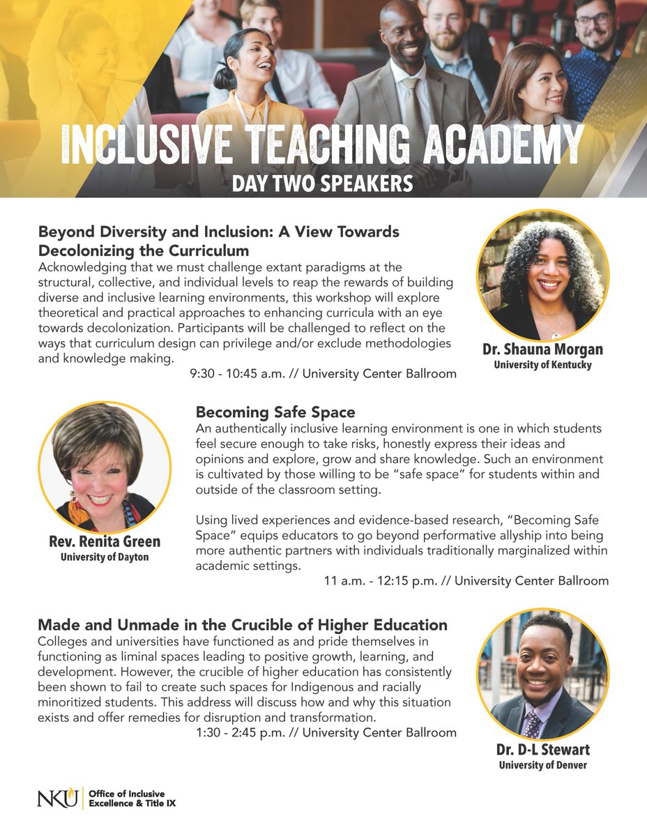 The Spring 2022 Inclusive Teaching Academy - Don’t miss this important and informative opportunity to engage and learn. Register Here: tinyurl.com/2s38s2zp