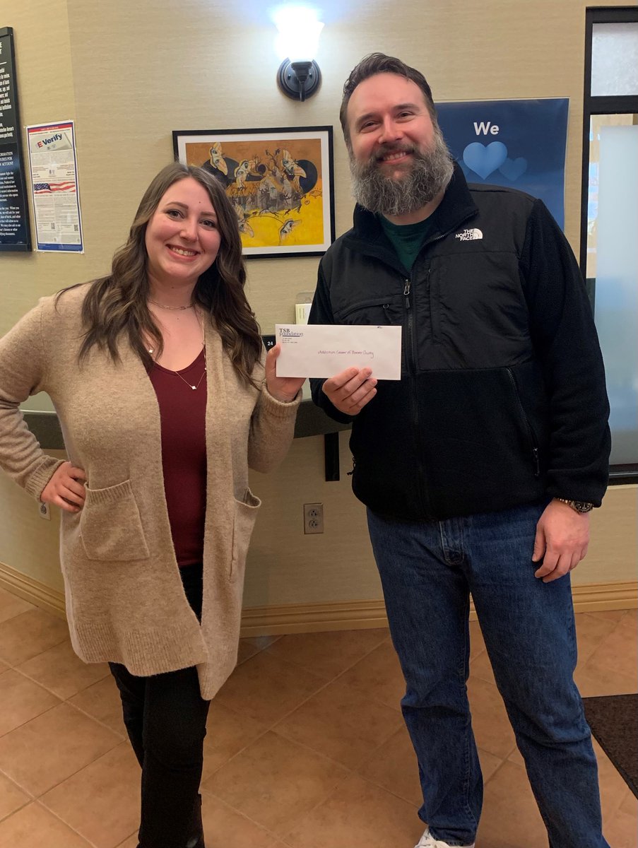 TiogaBank's tweet photo. We recently presented a check to the Addiction Center of Broome County, a local org. that assists those with substance use disorders and their families. Donations were made by TSB staff from a recent #BlueJeansFriday event. #TSBFoundation #JeansForCharity #GiveLocal #BankLocally https://t.co/fcePfWWL2f