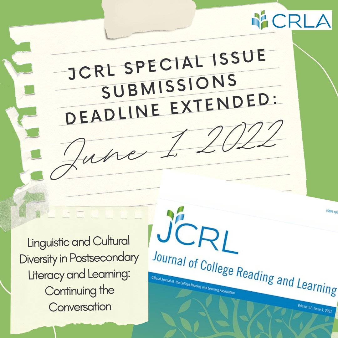 The JCRL special interest issue deadline has been extended to June 1, 2022! All submissions that engage with the themes of Volume 50 are welcome. ow.ly/6vcb50IrBoS