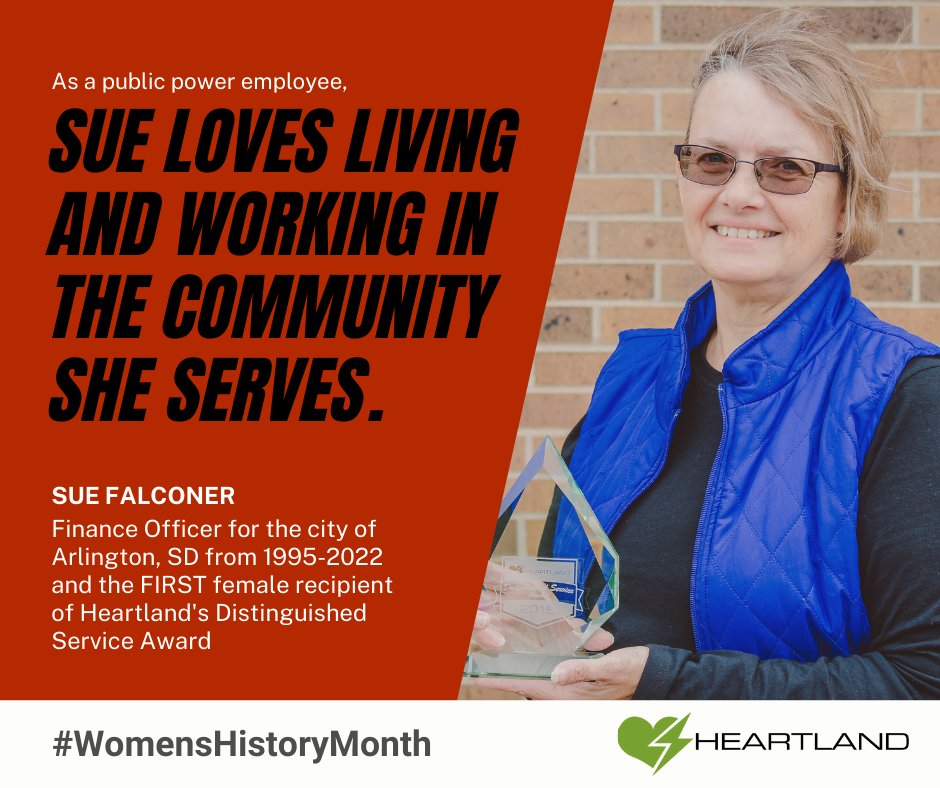 CEO_Olson's tweet photo. As finance officer for #ArlingtonSD, Sue Falconer's took pride in living in and working for a #publicpower community, serving friends, family and neighbors. Today we celebrate her retirement after 27 years and honor her for #WomensHistoryMonth. https://t.co/Tvb8Fua0HG