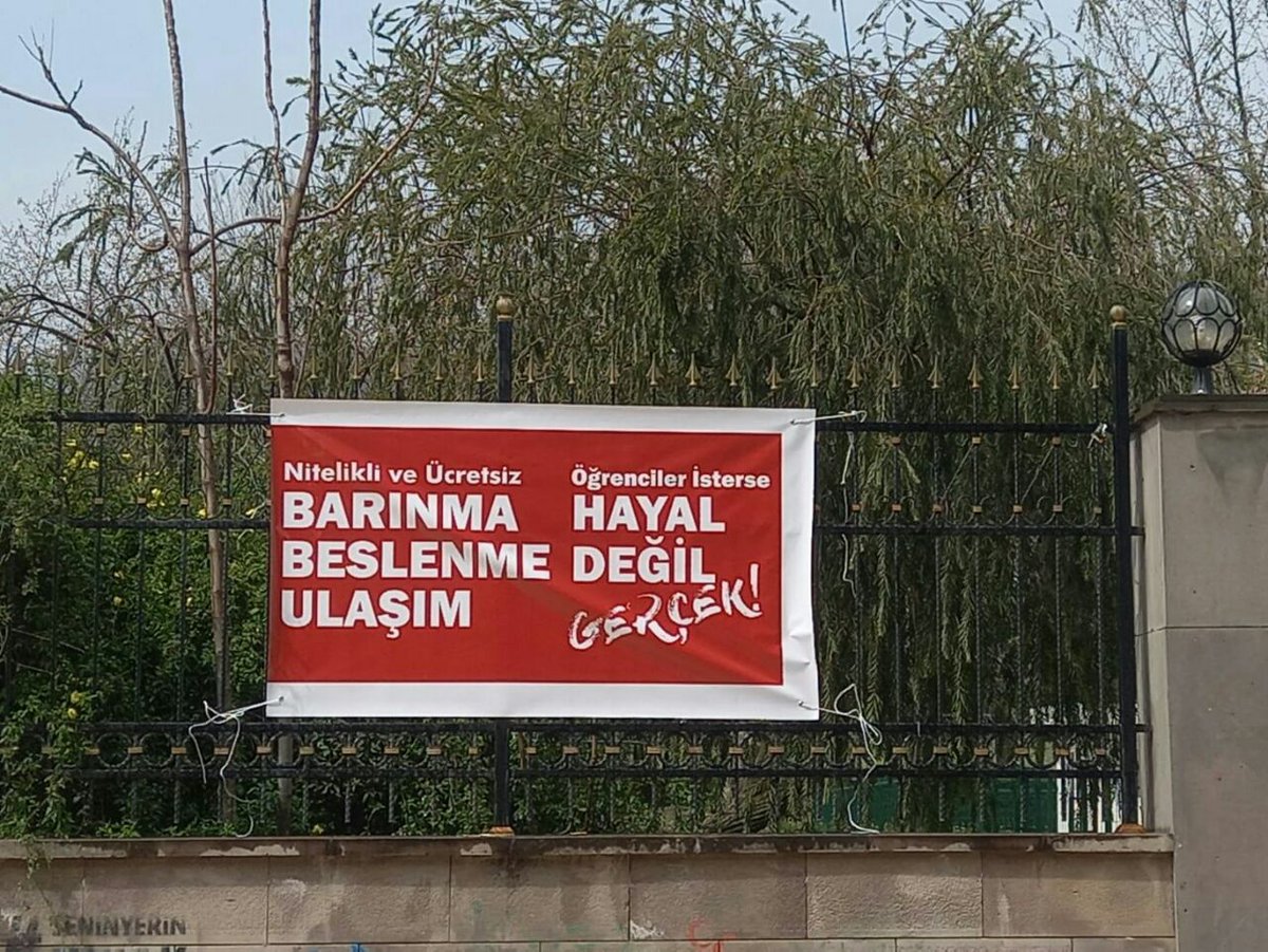 MKÜ'den sesleniyoruz Nitelikli ve ücretsiz barınma, beslenme, ulaşım hakkımız; biz istersek hayal değil gerçek! #Öğrencilerİsterse