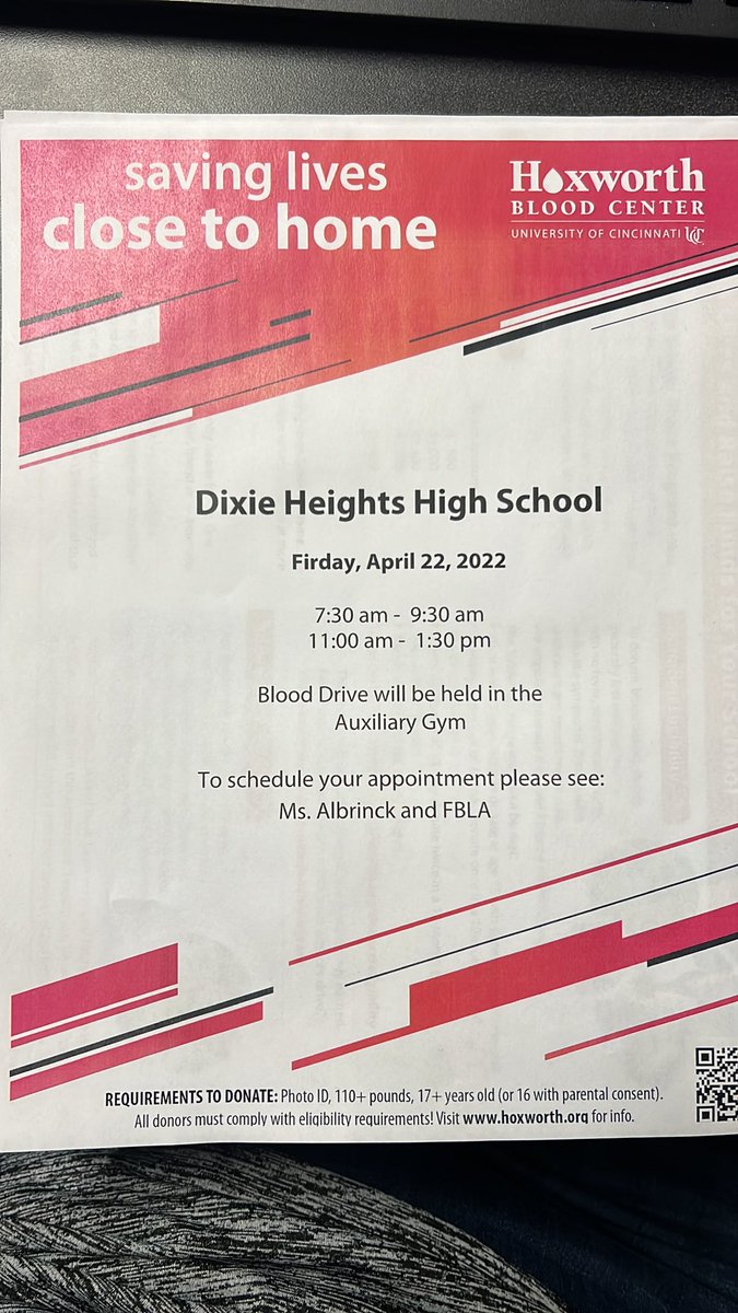 dixie_business's tweet photo. Save lives!!!  FBLA sponsored blood drive. 2 donations before graduation gets  you a Red cord for 👩‍🎓👨‍🎓 https://t.co/ywRmZGYum2