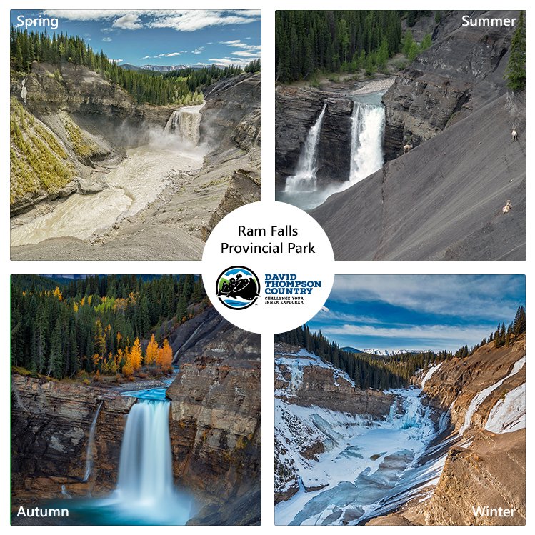 DTCountryAB's tweet photo. Beautiful Ram Falls Provincial Park, a somewhat isolated campground with 54 unserviced sites. #RamFalls is ~65 kms S of #Nordegg on the Forestry Trunk Road, or ~95 kms from #RockyMountainHouse or #CarolineAB, in @ClearwaterCnty, a beautiful part of #DTCountry. @Albertaparks https://t.co/FgjwZAbUfX