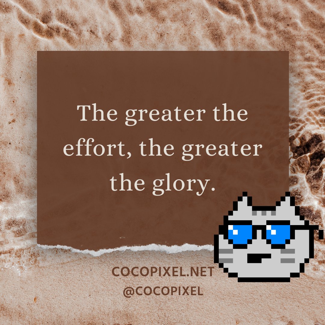 cocopixelteam's tweet photo. The greater the effort, the greater the glory.” – Pierre Corneille
#pixelart #happy #memes #memesdaily #nft #NFTCommunity #nftcollectors #quoteotheday #citadeldia #frasedeldia https://t.co/V35fZXbVae
