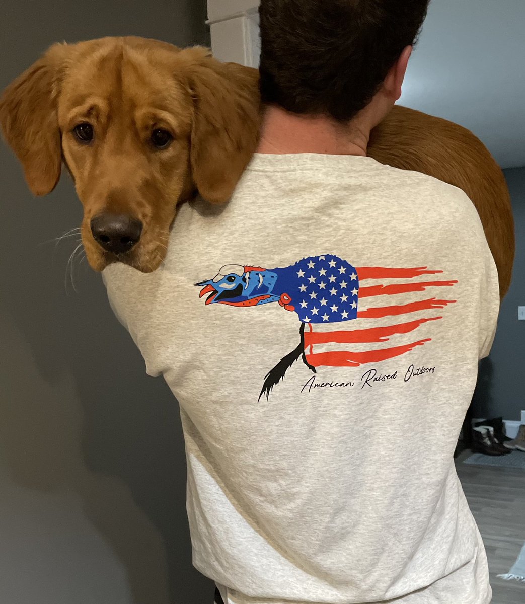 raised_outdoors's tweet photo. Mason H from Remus, MI with his dog Hank sporting their new #turkey T! Good luck in the turkey woods! Thanks for sharing! #turkeyhunting 

#AmericanRaisedOutdoors🇺🇸 https://t.co/m0YpjipLLP