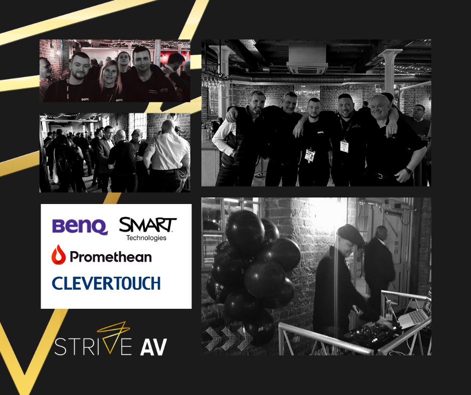 StriveAV's tweet photo. Huge thank you to the Strive Customers and Manufacturers that joined us last night, we all had a great time #ThankYou @BenQ_UK @Promethean @SMART_Tech @myClevertouch #BettShow2022 #Fox https://t.co/QfY69dbdnH