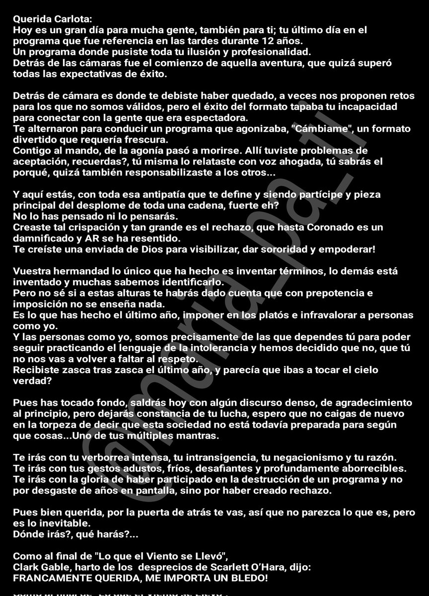 juaniba16420471's tweet photo. ESPECTACULAR CARTA DIRIGIDA A CARROÑERA 🤣🤣🤣👏👏👏👏💪💪💪💃💃💃💃 BUENISIMA DESPEDIDA 🤣🤣 Y PORFAVOR NO VUELVAS MAS 🙏🙏
#YoMeRebelo25M https://t.co/ziSiVQuj7R