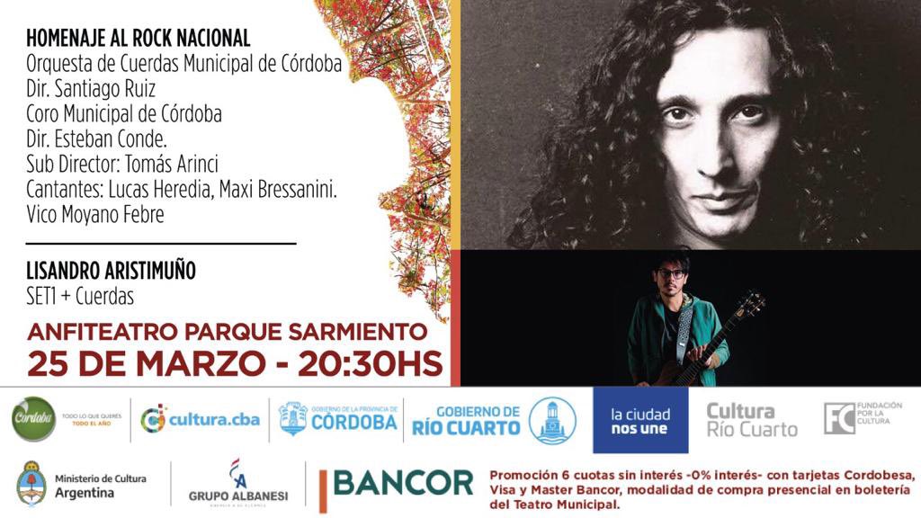 🎸Esta noche en el #OtoñoPolifonico de la Ciudad de Río Cuarto, estaremos con nuestro Homenaje al Rock Nacional. 🎤
.
@ocuerdas @ccmanueldefalla y músicos invitados. 
.
<a href="/CulturaMuni/">Cultura MuniCba</a>
