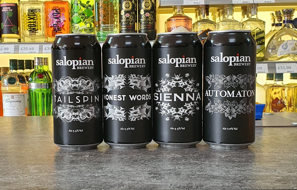 New beers in from <a href="/SalopianBrewery/">Salopian Brewery</a> 

Tailspin - 5.4% DDH Pale 
Honest Words - 5.9% IPA 
Sienna - 4.4% Bitter 
Automaton - 7.0% IPA 

Restock of their bottled core range 🍻
