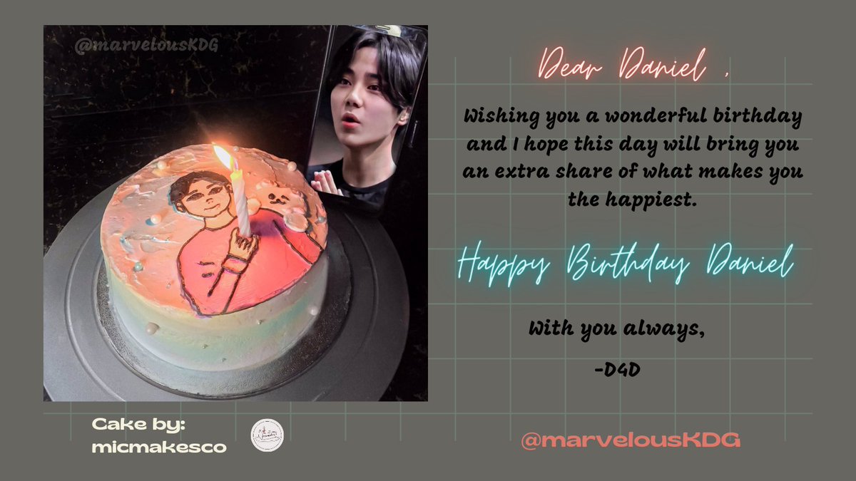 marvelousKDG's tweet photo. Happy Birthday our handsome boy. Happy Birthday Daniel!!! 

Thank you @micmakesco
for this Daniel cake ❤
#HBD_다니엘_너의꿈을응원해
#OurShiningDongkyuDay
#팔척아기_동규야_너의열일곱을_우리가_함께할게 https://t.co/NHxZN3Rsr2