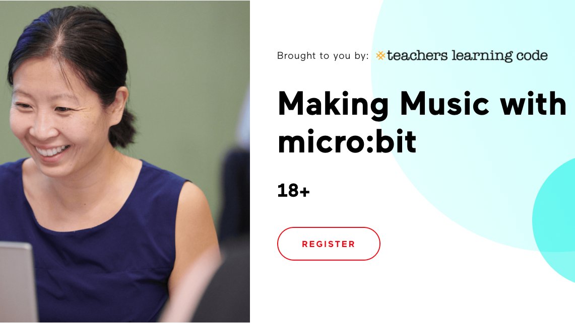 learningcode's tweet image. Next Tuesday! Join our #TeachersLearningCode ‘Making Music with micro:bit’ workshop and explore #ComputerScience concepts in a fun and collaborative environment!
Sign up today: canadalearningcode.ca/experiences/ad…