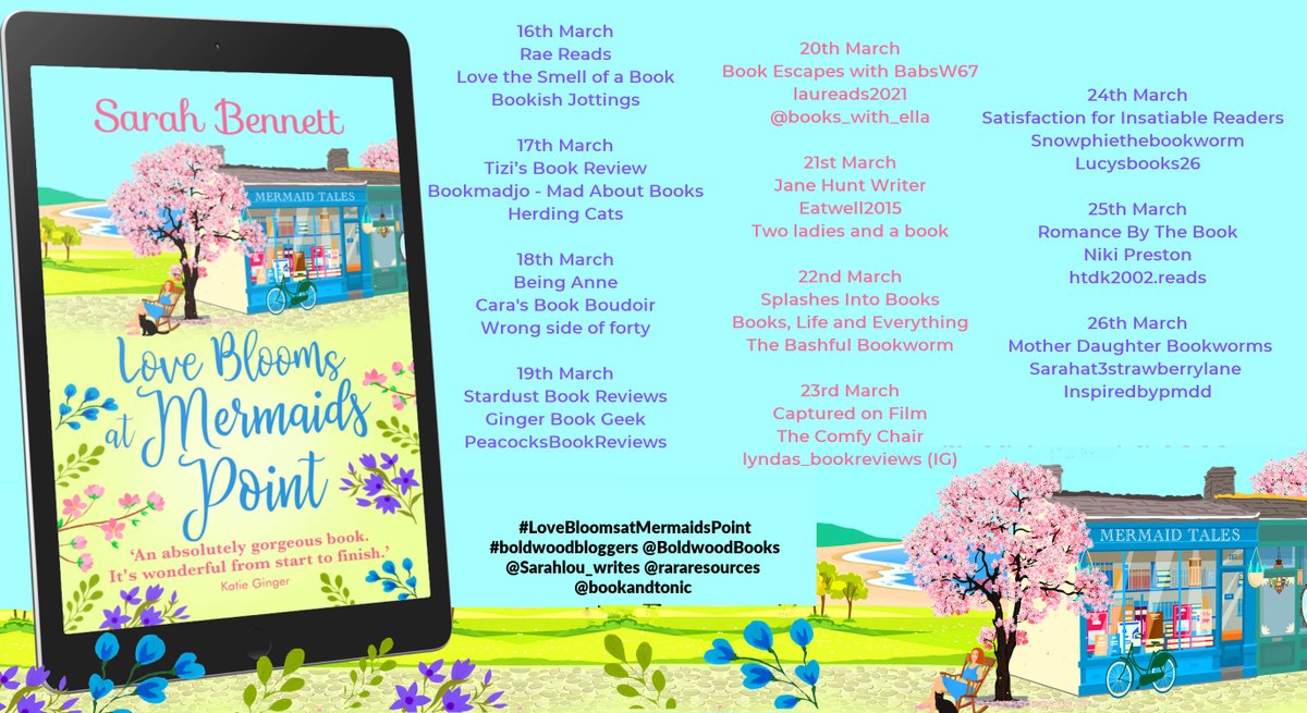 'The beautiful descriptions of Mermaids Point are very enchanting and draw you in to the seemingly idyllic lifestyle,' says @NikiJRP about #LoveBloomsAtMermaidsPoint by @Sarahlou_writes  thetwofingeredgardener.wordpress.com/2022/03/25/boo… @BoldwoodBooks