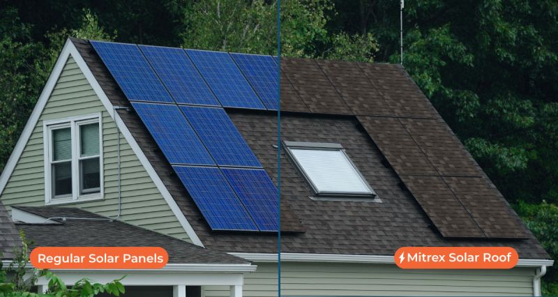 AzspecdS's tweet image. On the left is how using solar had to look. On the right is  
@MitrexSolar
 solar. Which one do you want on your home? #MadeinCanada #solarenergy #remarkablerenewables