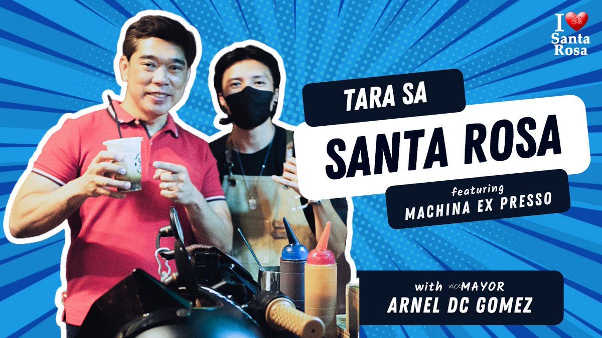 VMArnelDCGomez's tweet photo. Tara! Bisitahin ang Machina Ex Presso, ang pop-up coffee mobile ng Santa Rosa. 

Maaari silang bisitahin sa Phase 4E Golden City Subd, Brgy Dila. 

https://t.co/zsxCT60Otx
https://t.co/juBQh1GKX4

#iLoveSantaRosa
#ArnelDCGomez #TaraSaSantaRosa
#MAGkaisa #BetterSantaRosa https://t.co/dEBnNSpj1R