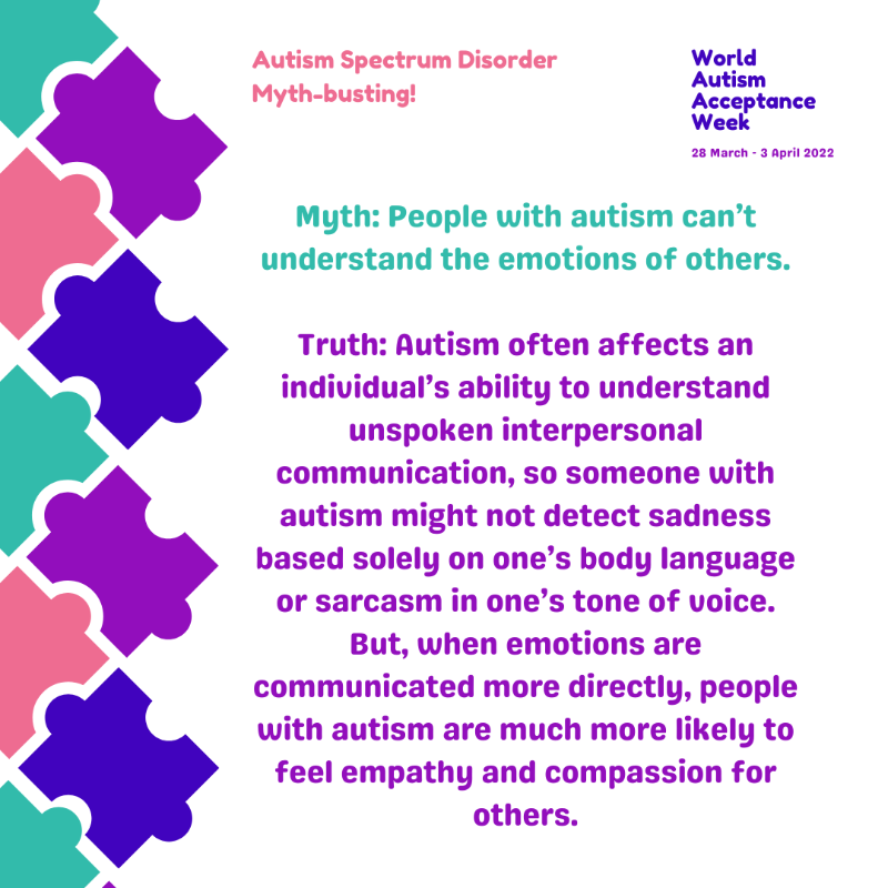 Today marks the start of World Autism Acceptance Week! 🤩

The aim of this week is to promote autism acceptance and to change the way autism is perceived. Swipe across to myth-bust some common misconceptions about Autism!

#BeLong #AutismAcceptanceWeek #AutismAwarenessWeek