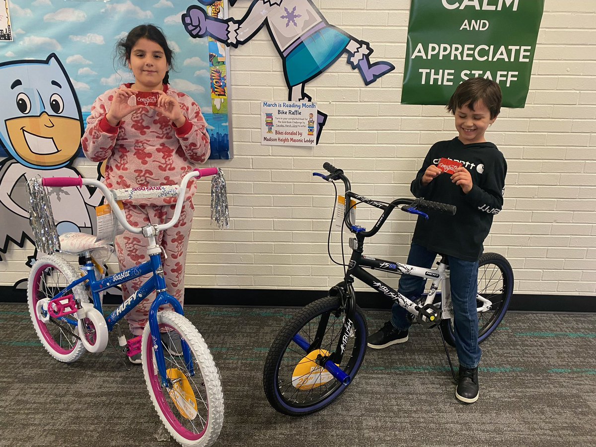 Congratulations to our March is Reading Month bike raffle winners! Thank you to the Northwood Ancient-Craft Lodge 551 Free and Accepted Masons for your donation of these beautiful bikes and gift cards for helmets! #wearelamphere