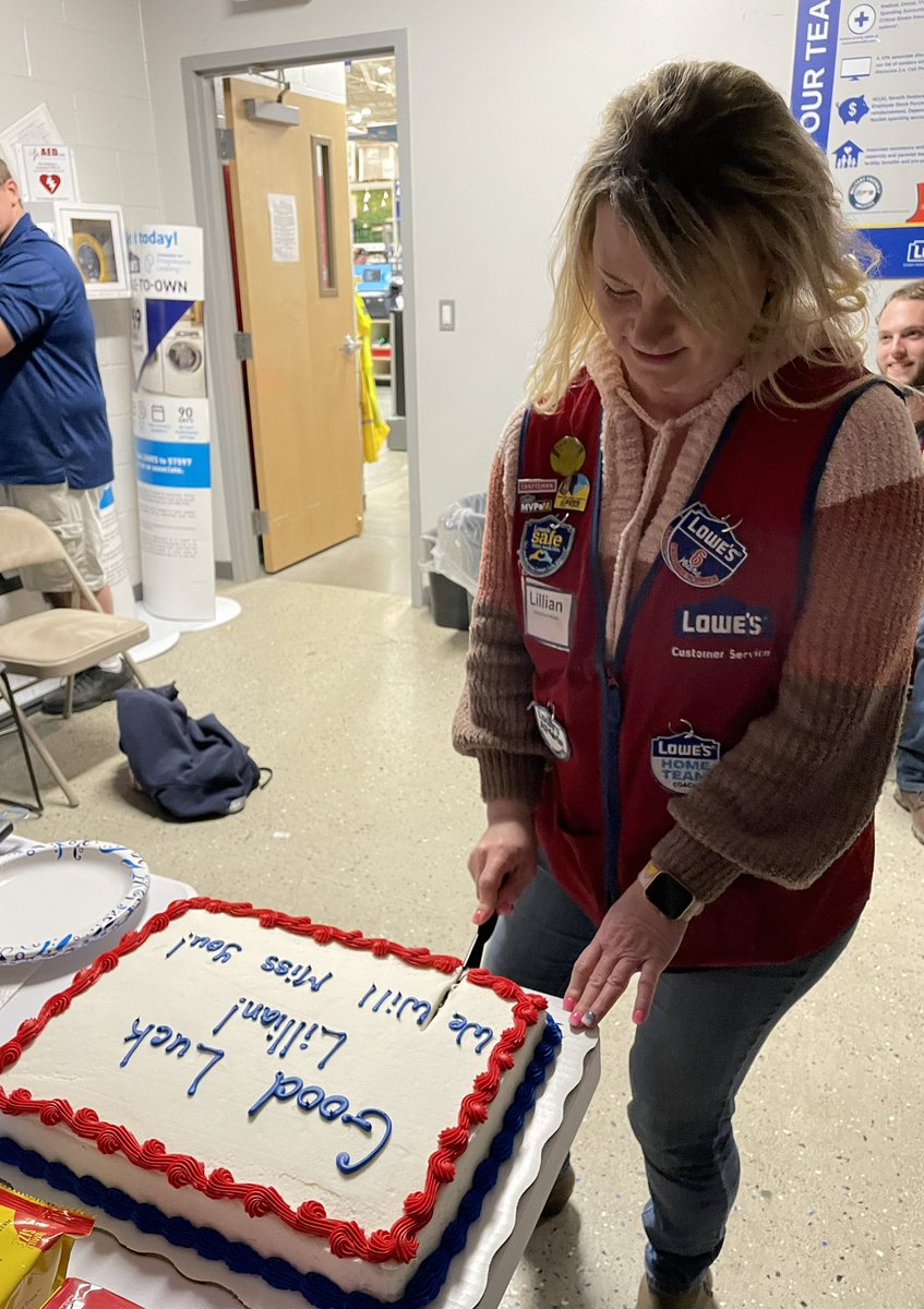 Thank you <a href="/Lillianatlowes/">Lillian Johnston</a>!  You will be missed!  Good luck at your next store! <a href="/brandonatlowes/">Brandonatlowes</a> <a href="/ethanatlowes/">Ethan Eanes</a> <a href="/brandonatlowes/">Brandonatlowes</a> <a href="/steveyoung456/">Steve Young</a> <a href="/BenitoKomadina/">Benito.Komadina@Lowes</a> <a href="/shaylowes2458/">Shaylin</a> <a href="/BrianTe58414379/">Brian Terry</a>