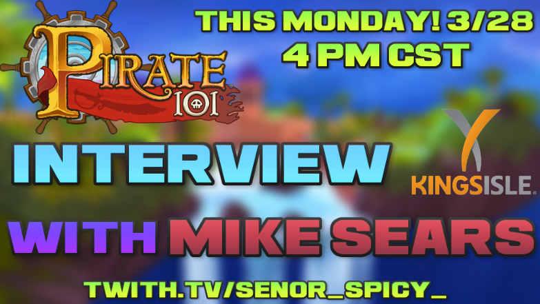 SenorSpicy3's tweet photo. Hey! I will be having a small interview twitch stream with the amazing Mike Sears from @KingsIsle talking about what he's done for @Pirate101 relating to voice acting, design, writing etc. He's a great guy. I'll be taking questions from chat too! Cya there https://t.co/zXPo3HEMra https://t.co/5sD2B5PDu5