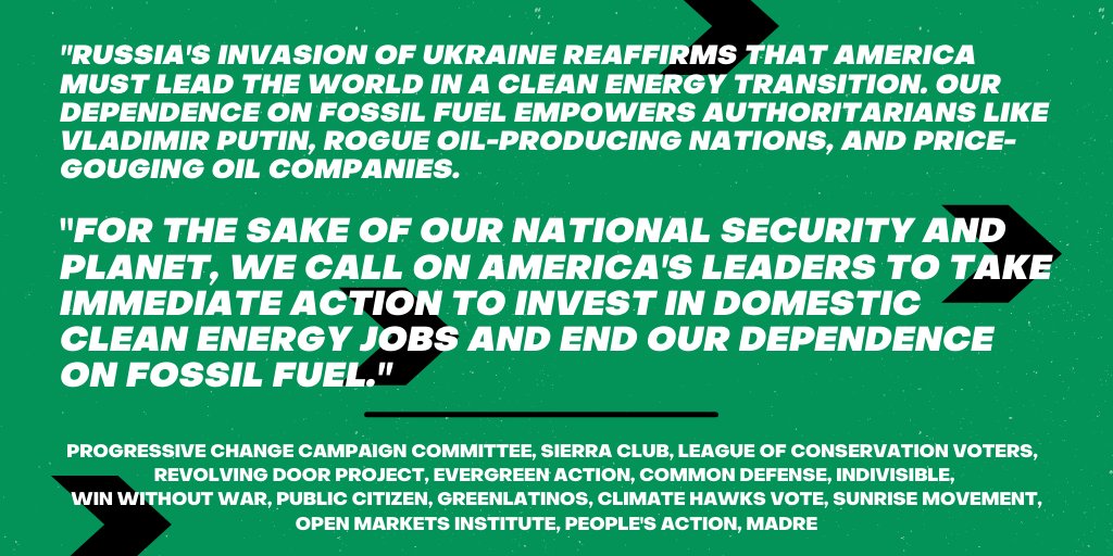 BoldProgressive's tweet photo. We are proud to lead a coalition of nearly 100 organizations in urging Democratic leaders to push for clean energy investments to reduce dependence on authoritarians like Vladimir Putin and price-gouging oil companies.
We need #CleanEnergySecurity NOW. https://t.co/PpgjxGuH8A