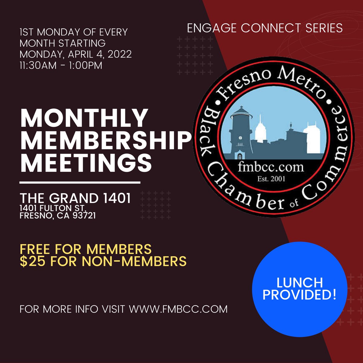 fresnometrobcc's tweet photo. See what's coming in April!👀
Monthly Member Meetings. 📆
Join us and network and engage with other business owners in our region. We’ll have guest speakers, relevant topics, and a chance to get inspired beginning April 4th!
Register now - https://t.co/Y2BtFPztqY
#Fmbcc #fresno https://t.co/SAI0tJ44Pu