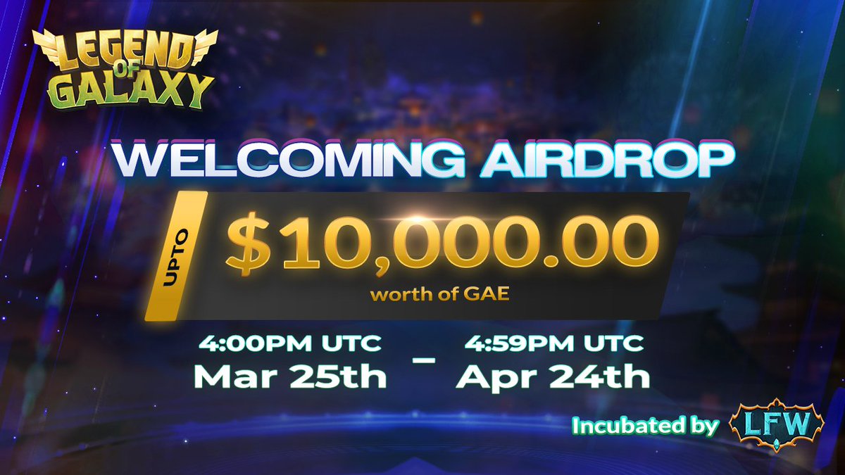 🎉 Join Legend of Galaxy Welcoming #Airdrop

Up to $10,000 is given away
🎁 Top Referral: $50
🎁 Random Winner: $5
🏆 UNLIMITED winners, prizes is given until pool runs out.

Details 👉 legendfantasy.substack.com/p/legend-of-ga…