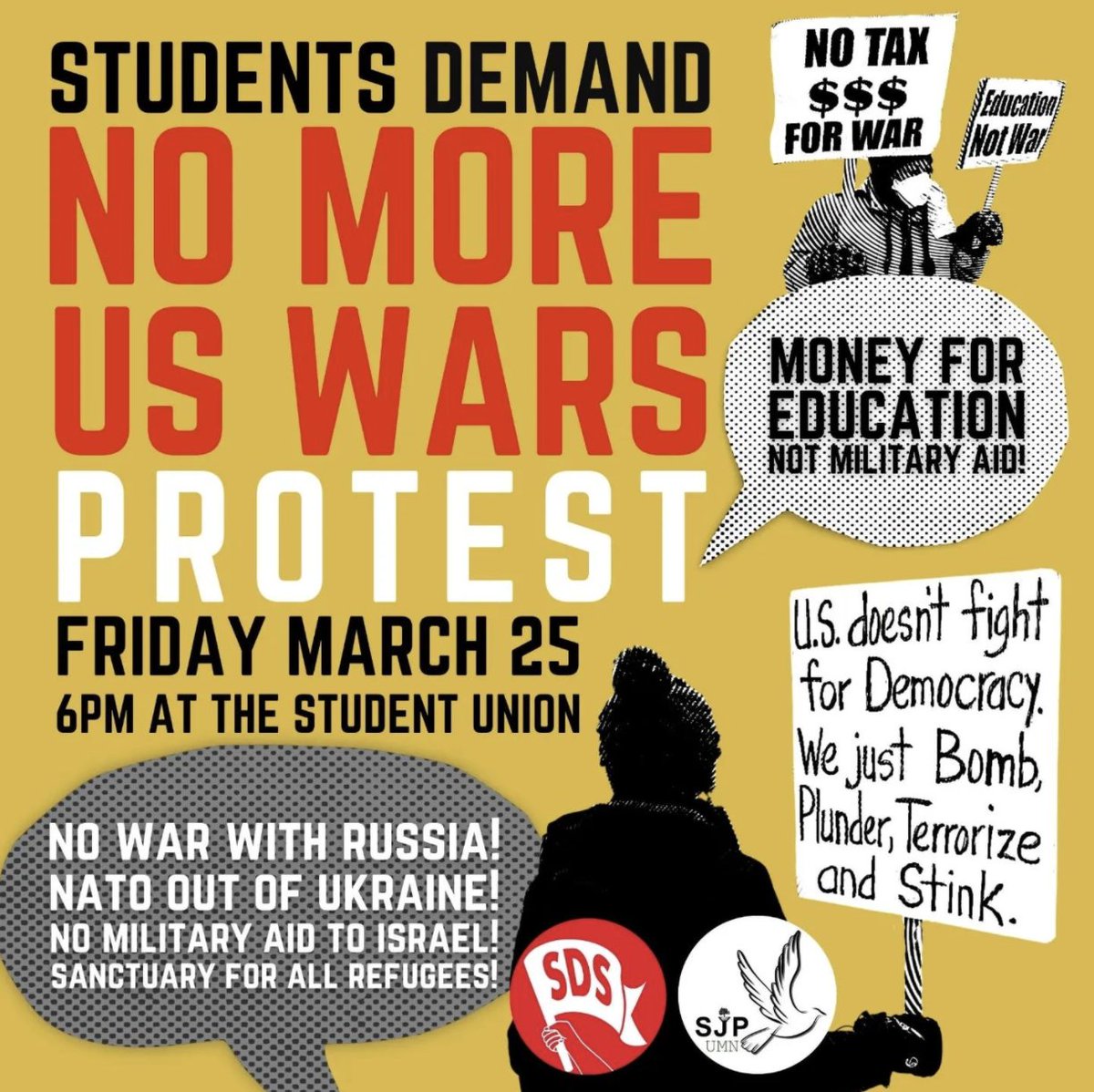 WAMMwomen's tweet photo. Protest U.S. wars this evening!
#Activism #Protest #NoTaxForWar #EducationNotWar https://t.co/ziZ4oVzYEi