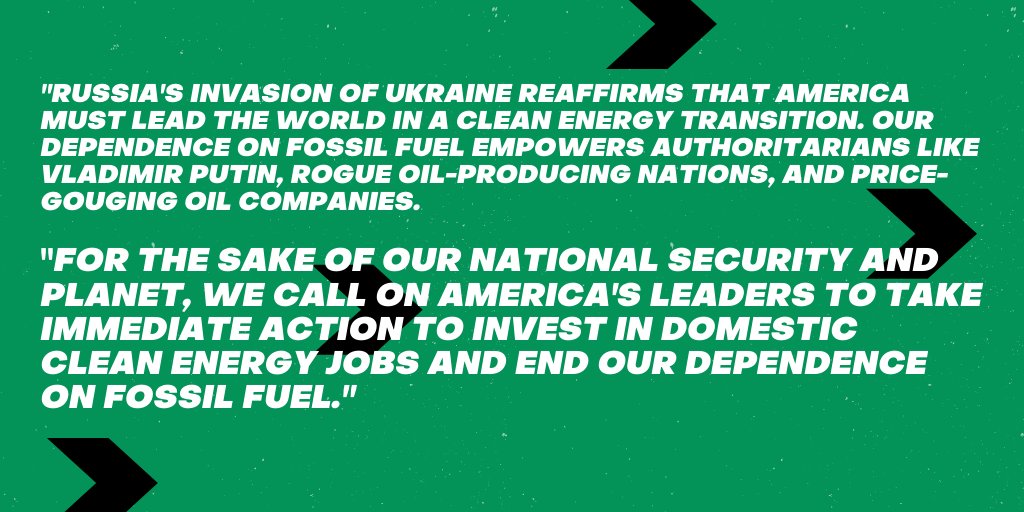 OurRevolution's tweet photo. Our Revolution is joining @BoldProgressive, @CommonDefense, @WinWithoutWar, @IndivisibleTeam and other allies in urging swift investment in clean energy to end our dependence on authoritarians and fossil fuel companies. #CleanEnergySecurity https://t.co/GXAXQNWNnx
